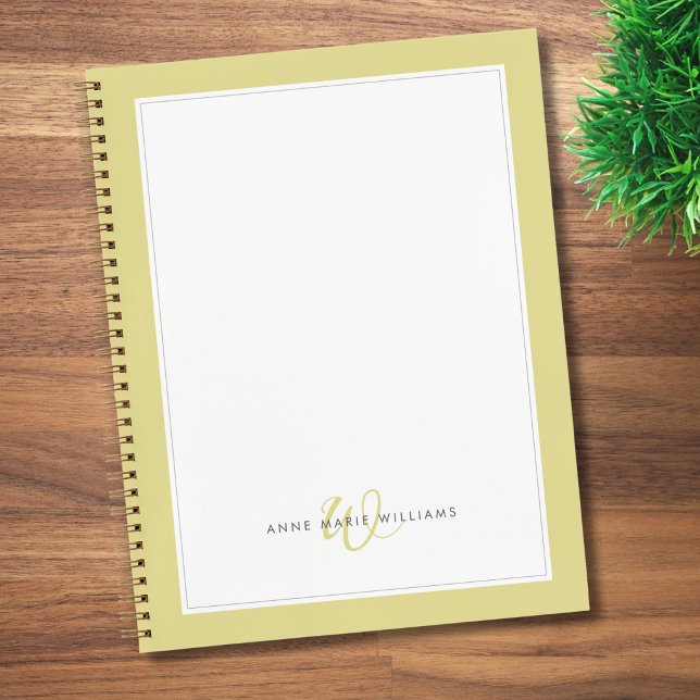 Minimalistische Chartreuse-Zwei-Rahmen-Monogramm  Notizbuch (Von Creator hochgeladen)