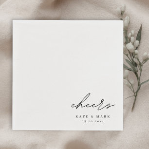 Minimalistische Cheers Personalisierte Hochzeit Serviette