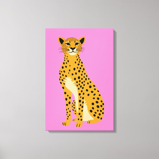 Minimalistische Cheetah in Pink Leinwanddruck (Vorderseite)