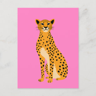 Minimalistische Cheetah in Pink Postkarte