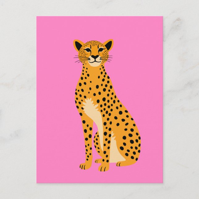 Minimalistische Cheetah in Pink Postkarte (Vorderseite)