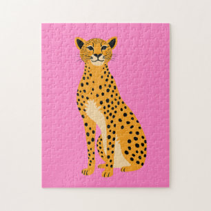 Minimalistische Cheetah in Pink Puzzle