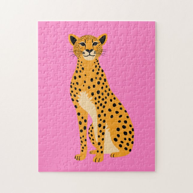 Minimalistische Cheetah in Pink Puzzle (Vertikal)