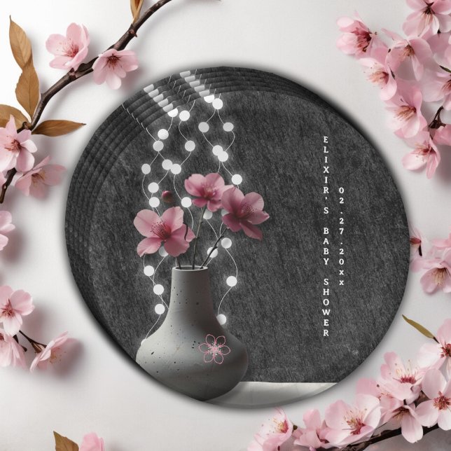 Minimalistische Cherry Blossom Blume Babydusche Pappteller (Von Creator hochgeladen)