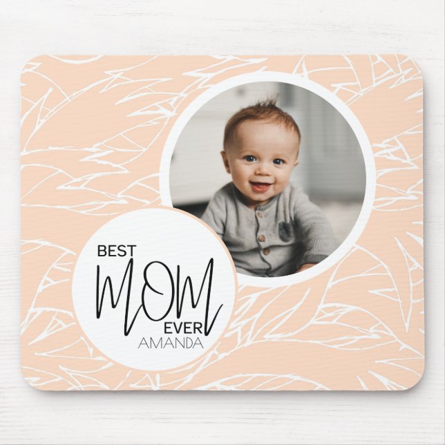 Minimalistische Chic Beste Mama je rosa Foto Mousepad (Vorne)