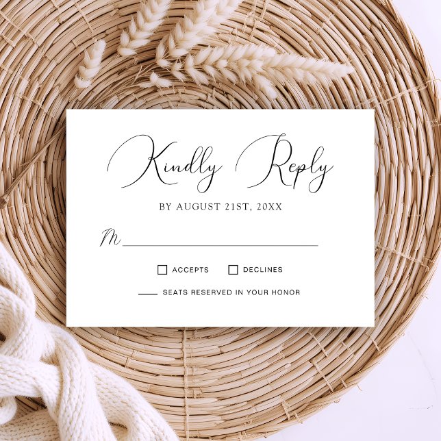 Minimalistische Chic Calligrafy Script Hochzeit RSVP Karte (Von Creator hochgeladen)