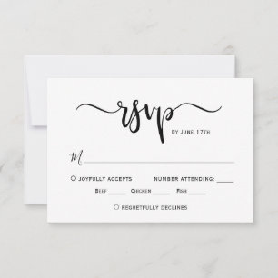 Minimalistische Chic Calligraphy Script Wedding RS RSVP Karte