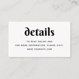 Minimalistische Chic-Hochzeitdetails + QR-Code   e Begleitkarte