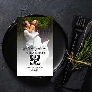 Minimalistische Chic Qr Code Hochzeitsmenü Foto-Ka Mitteilungskarte
