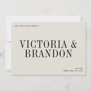 Minimalistische Chic Typografie Moderne Hochzeit Einladung