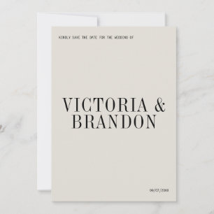 Minimalistische Chic Typografie Moderne Hochzeit Save The Date