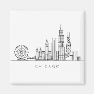 Minimalistische Chicago-Skyline-Linienkunst Magnet
