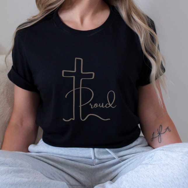Minimalistische Christliche Cross Script-Dark T-Shirt (Von Creator hochgeladen)