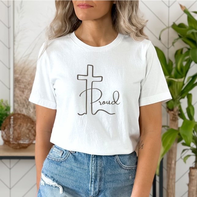 Minimalistische Christliche Cross Script-Light T-Shirt (Von Creator hochgeladen)