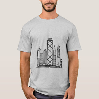 Minimalistische City-Skyline in geometrischen Lini T-Shirt