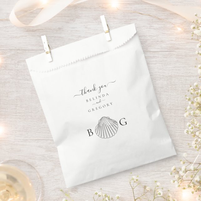 Minimalistische Clam Seashell Monogram-Gastgeschen Geschenktütchen (Ausgeschnitten)