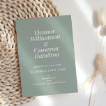 Minimalistische Classic Dusty Sage Green Design Ho Einladung<br><div class="desc">Elegant und minimalistisch,  besticht diese moderne Hochzeitseinladung durch ein sauberes und schlichtes trendiges Typografie-Design auf einem klugen grünen Hintergrund.</div>