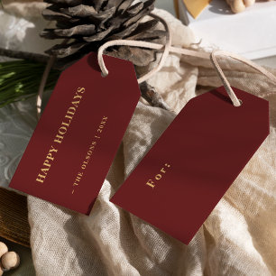 Minimalistische Classic Happy Holidays Red Gift Ta Geschenkanhänger