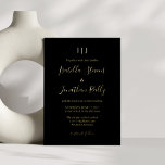 Minimalistische Classic Monogram Wedding Black Gol Folieneinladung<br><div class="desc">Einladung zur Minimalistischen Classic Monogram Black and Gold Foil</div>