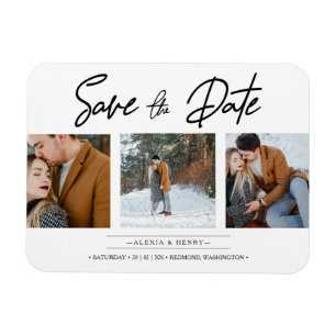 Minimalistische Collage 3 Benutzerdefinierte Fotos Magnet