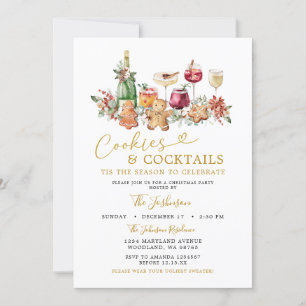 Minimalistische Cookies und Cocktail Weihnachts-Pa Einladung