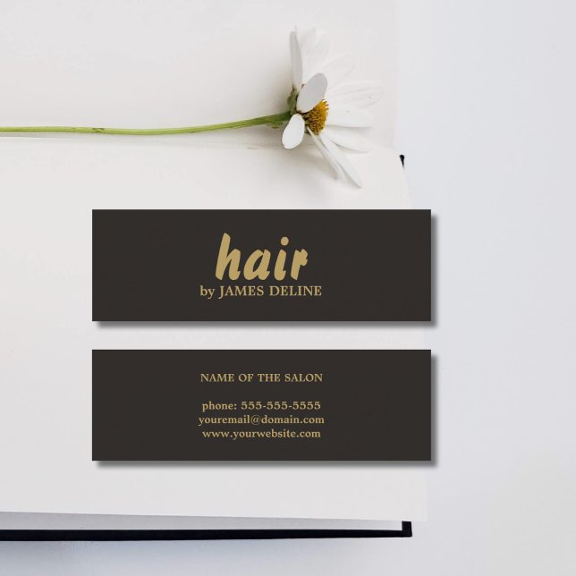 Minimalistische Coole Black Gold Hair Stylist Mini Visitenkarte (Von Creator hochgeladen)