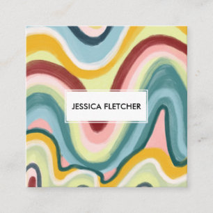 Minimalistische, Coole, farbige Streifen Quadratische Visitenkarte