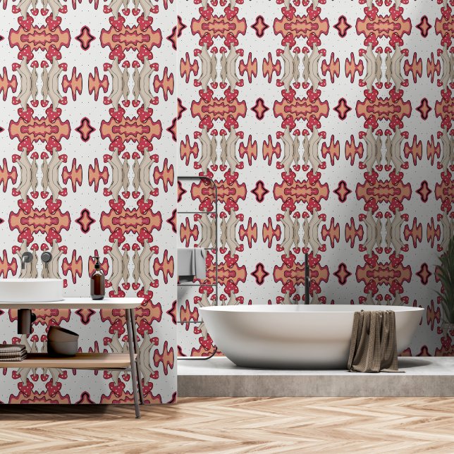 Minimalistische Coole Pilze Tapete (Badezimmer)