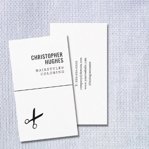 Minimalistische Coole Schwarz-weiße Schere Haarste Visitenkarte