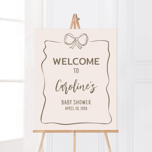 Minimalistische Coquette Baby Dusche Empfang Poster (Minimalist Coquette Baby Shower Welcome Sign)