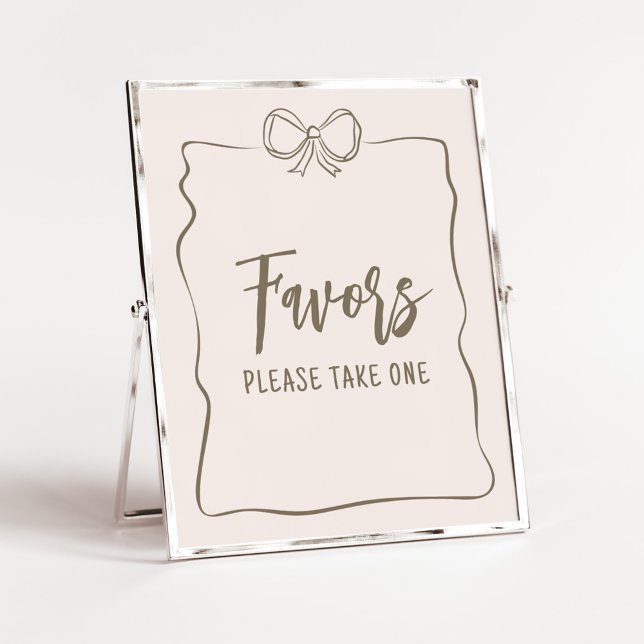 Minimalistische Coquette Baby Duschfavoriten Poster (Minimalist Coquette Baby Shower Favors Sign)