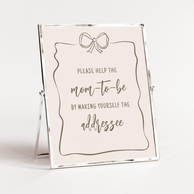 Minimalistische Coquette Babydusche Poster (Minimalist Coquette Baby Shower Envelope Station Sign)