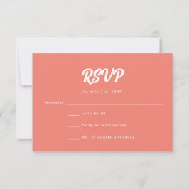 Minimalistische Coral Pink Script Hochzeit RSVP Karte