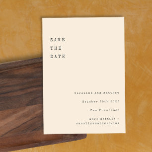 Minimalistische Creme Retro-Schreibmaschinen-Schri Save The Date