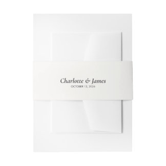 Minimalistische cremefarbene Hochzeits-Bauchschnur Einladungsbanderole