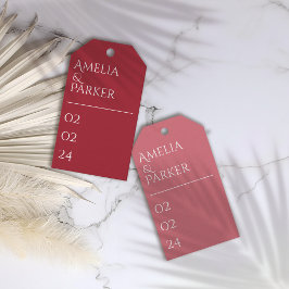 Minimalistische Crimson Red Wedding Gift Tags Geschenkanhänger