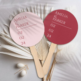 Minimalistische Crimson Red Wedding Hand Fans Fächer