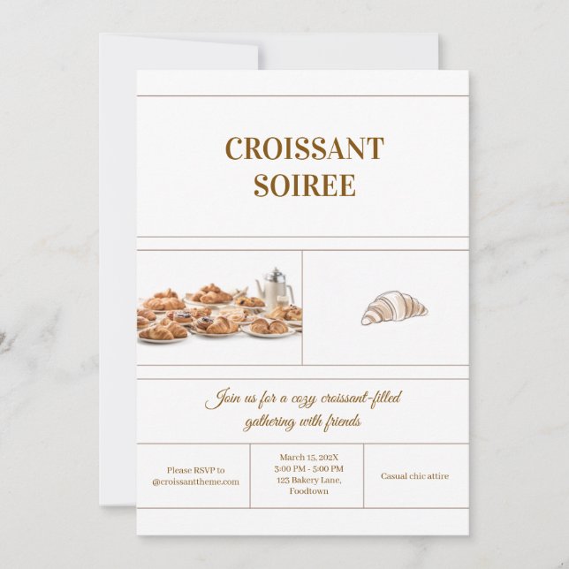 Minimalistische Croissant-Einladung Einladung (Vorderseite)