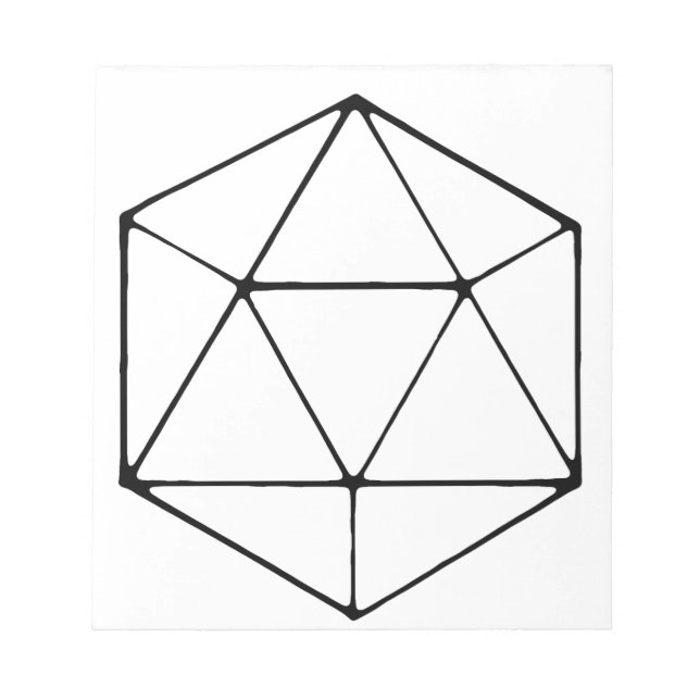 Minimalistische D20 Design Tabletop Gamer Geek Notizblock (Vorderseite)