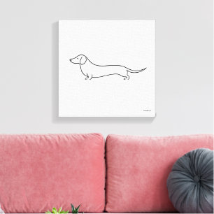 Minimalistische Dachshund-Einzelstrich-Kunstleinwa Leinwanddruck
