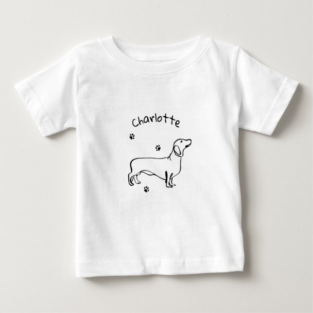 Minimalistische Dackel - Ihr Text, Ihr Stil Baby T-shirt (Vorderseite)