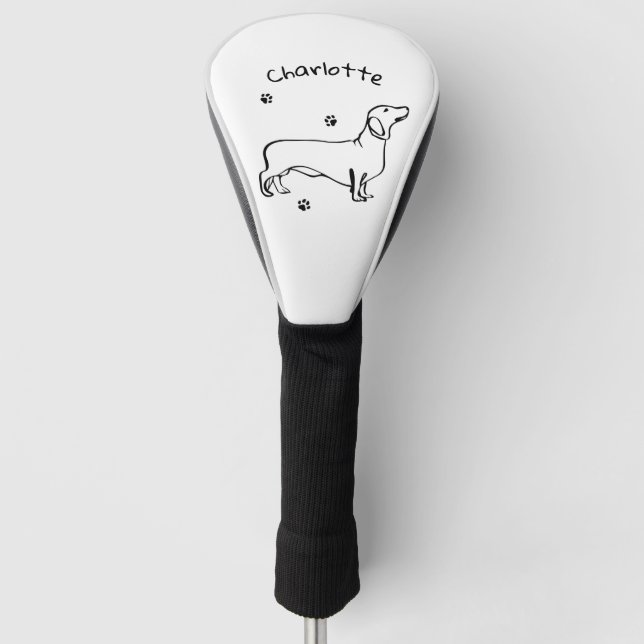 Minimalistische Dackel - Ihr Text, Ihr Stil Golf Headcover (Vorderseite)