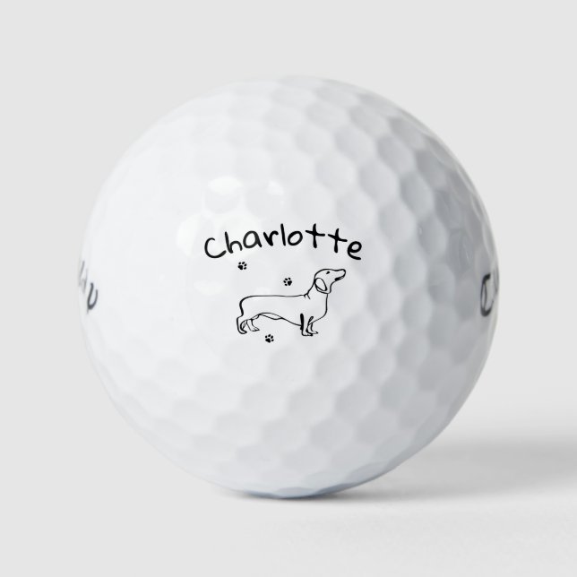 Minimalistische Dackel - Ihr Text, Ihr Stil Golfball (Vorderseite)