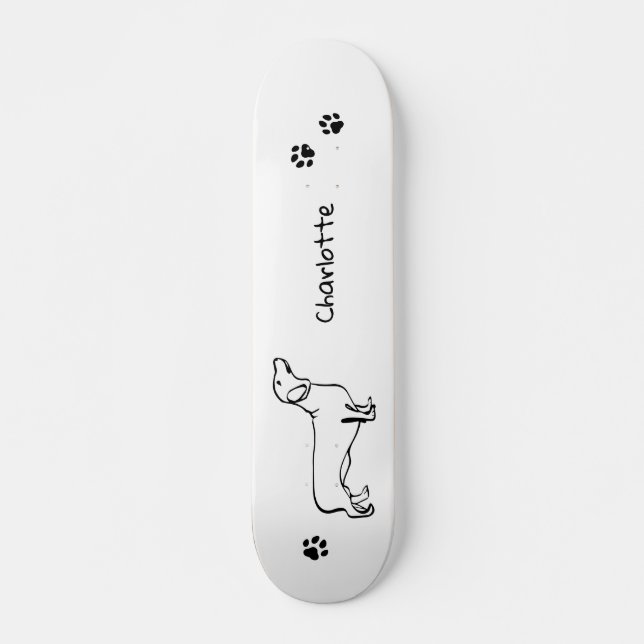 Minimalistische Dackel - Ihr Text, Ihr Stil Skateboard (Vorne)