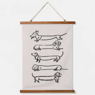 Minimalistische Dackel Tapisserie Wandteppich Mit Holzrahmen