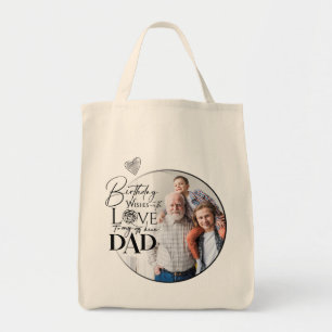 Minimalistische Dad-Birthday-Typografie-Foto Tragetasche
