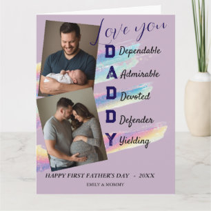 Minimalistische DADDY-Fotocollage Alles Gute zum V Karte