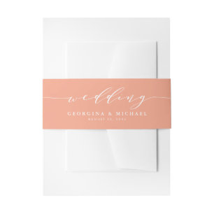 Minimalistische Dainty Script-Peach-Hochzeit Einladungsbanderole