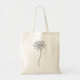 Minimalistische Daisy-Blumen-Linienkunst Tragetasche