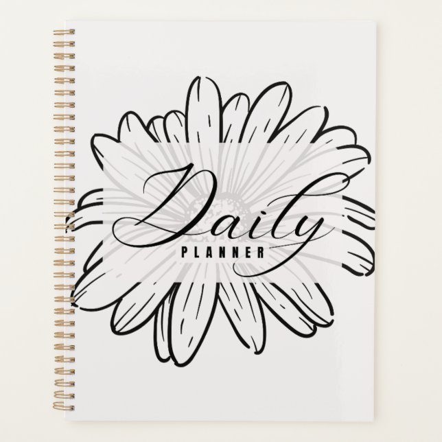 Minimalistische Daisy-Linienkunst & fette Typograf Planer (Vorderseite)